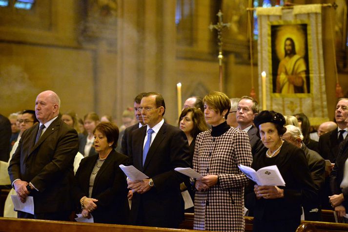 Tony Abbott, forsætisráðherra Ástralíu, var viðstaddur minningarathöfn í Sydney.