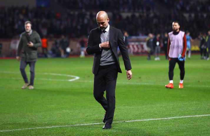 Pep Guardiola gengur af velli í kvöld.