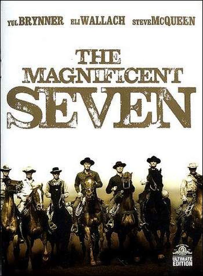 The Magnificent Seven Þessi nýja DVD útgáfa „síðasta vestrans“ svíkur ekki kvikmyndaáhugafólk, þá sem kunna að metra vestra og síst af öllu aðdáendur myndarinnar.eiga allir sinn þátt í því að myndin er löngu orðin sígild.