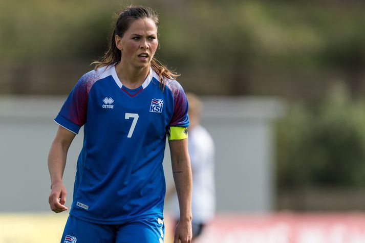 Sara Björk Gunnarsdóttir skoraði mark Íslands í dag.