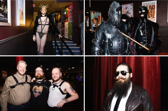 Gleðin var við völd í leðurkenndri hátíðarfrumsýningu á Pillion í gærkvöldi.