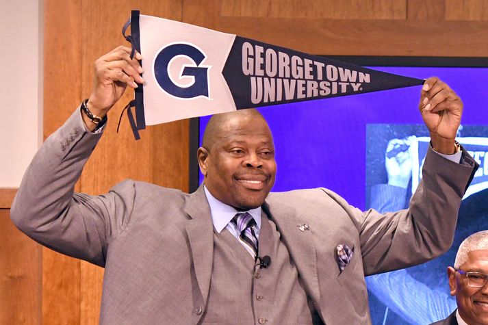 Patrick Ewing er hann var kynntur sem nýr þjálfari Georgetown.