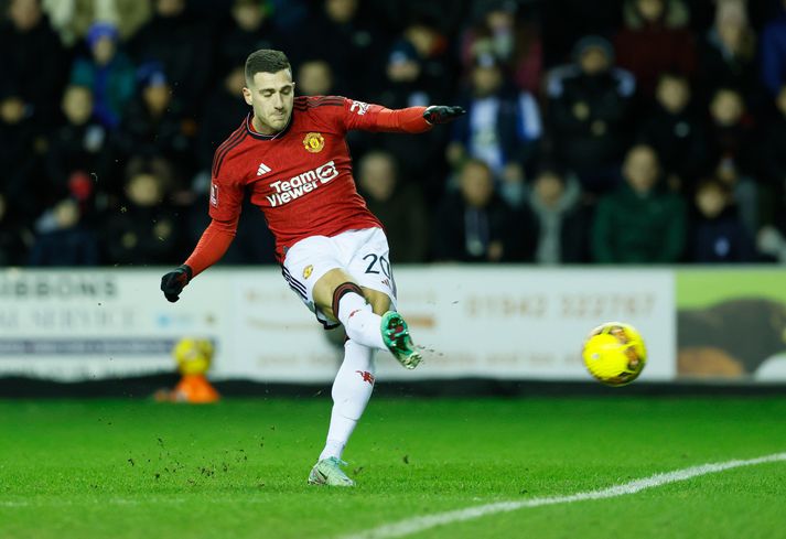 Diogo Dalot kom Man United á bragðið í kvöld.