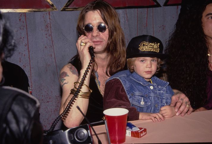 Jack í fanginu á föður sínum í Los Angeles árið 1991.
