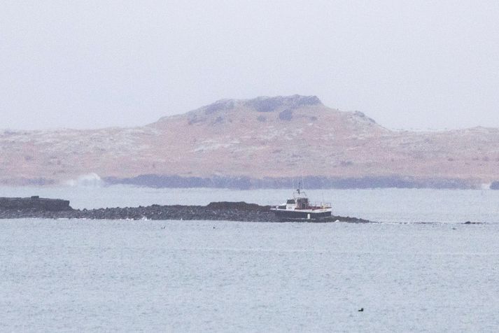 Báturinn strandaði við Engey í janúar síðastliðnum.