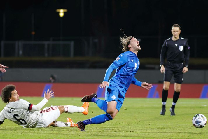 Birkir Bjarnason meiddist í leiknum við Belgíu í Þjóðadeildinni, þar sem hann var fyrirliði.