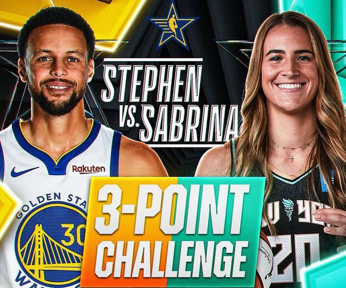 Stephen Curry og Sabrina Ionescu eru bæði svakalega þriggja stiga skyttur og þau eru klár í slaginn í þriggja stiga keppni stjörnuleiksins.