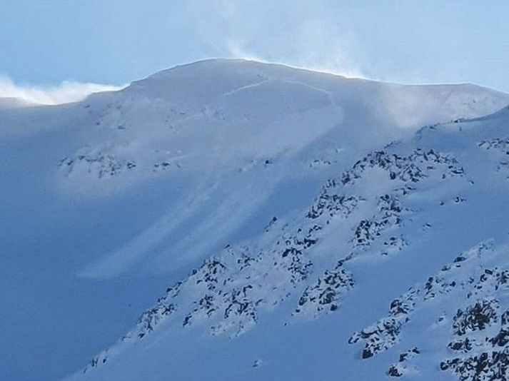 Myndin er af snjóflóði í Múlakollu