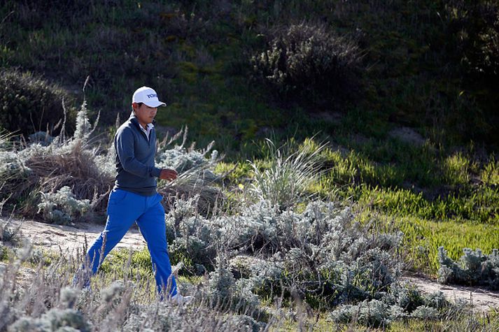 Sung Kang var í miklu stuði á öðrum hring í gær a Pebble Beach.