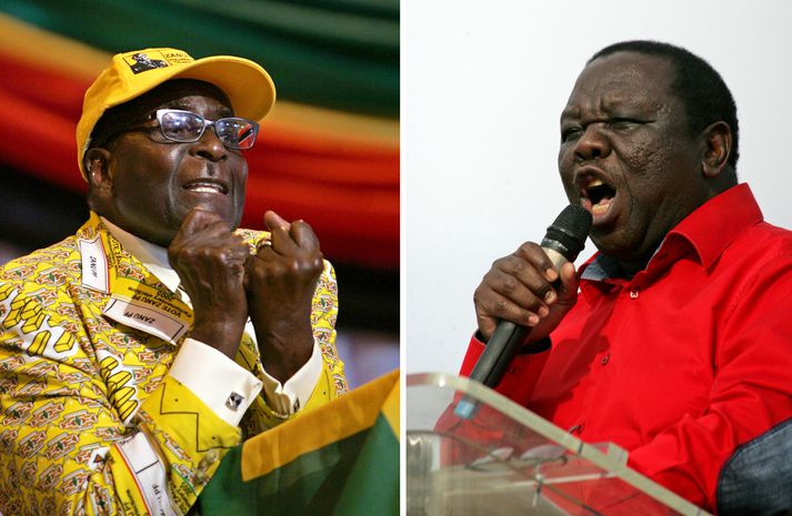 Robert Mugabe og Morgan Tsvangirai berjast um sigur í forsetakosningum í Simbabve á miðvikudaginn.