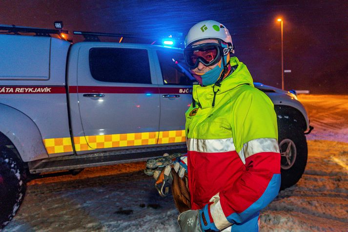 Björgunarsveitir unnu að björgun verðmæta á vettvangi. Myndin er úr safni.