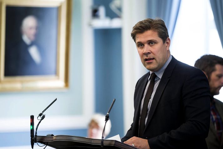 Bjarni Benediktsson fjármálaráðherra í ræðustól Alþingis.