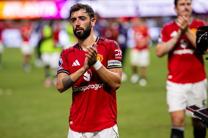 Bruno Fernandes skýrði stöðuna eftir æfingaleik gegn Everton í gærkvöldi.