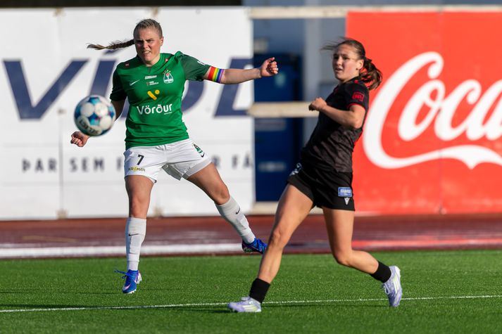 Agla María Albertsdóttir var hetja Breiðabliks í Evrópuleiknum gegn Dinamo Minsk.
