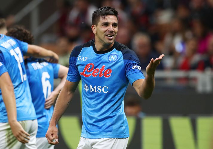 Giovanni Simeone skoraði markið sem tryggði Napoli sigur í kvöld.