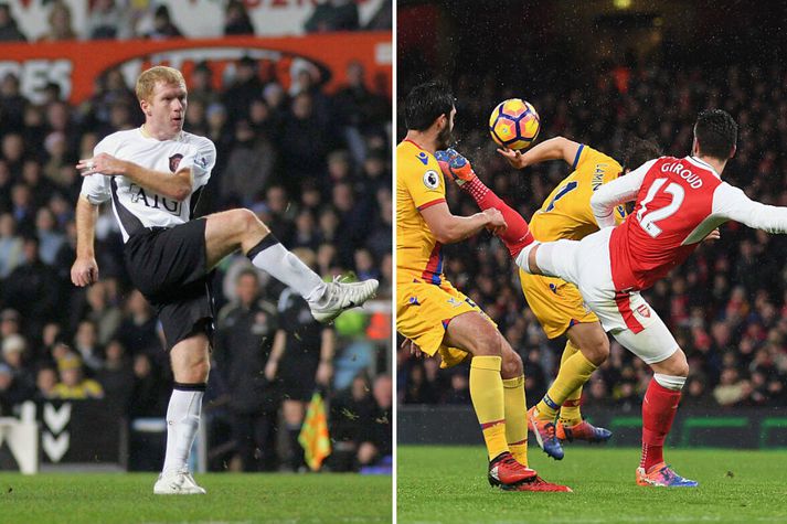 Scholes og Giroud hafa skorað sitt hvort stórfenglega markið í kringum jólin.