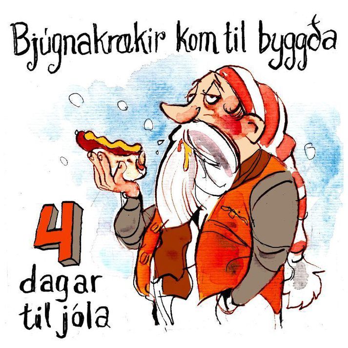 Bjúgnakrækir hentist upp í rjáfrin og hnuplaði þar.