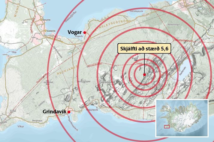 Upptök skjálftans eru um fimm kílómetrum fyrir vestan jarðhitasvæðið við Seltún á Reykjanesi.