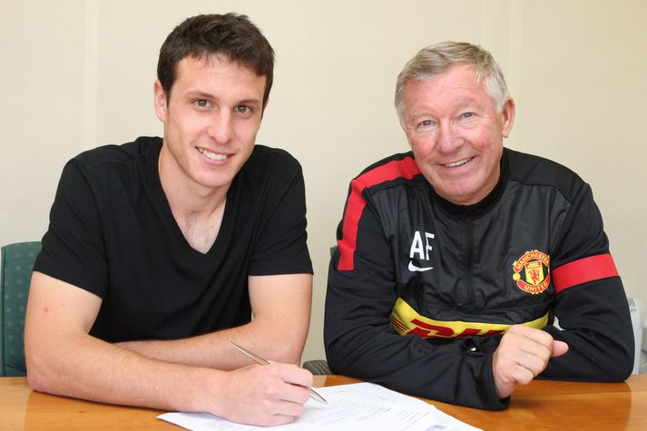 Angelo Henriquez og Sir Alex Ferguson.