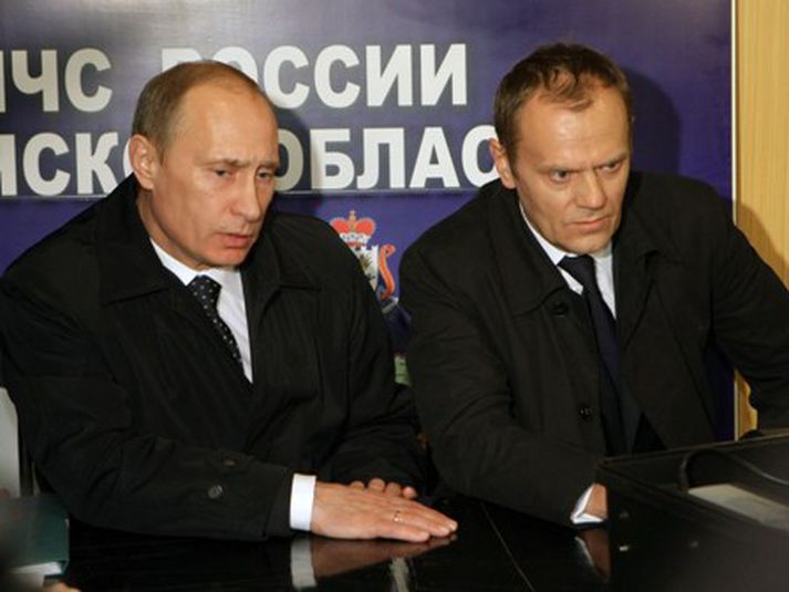 Vladímir Pútín og Donald Tusk, forsætisráðherra Póllands.