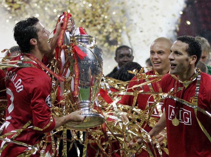 Ronaldo og Ferdinand unnu Meistaradeildina saman með Manchester United árið 2008.