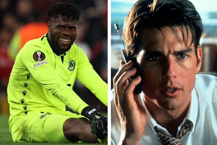 Francis Uzoho og svo Tom Cruise í hlutverki umboðsmannsins Jerry Maguire.