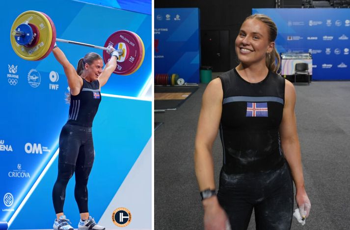 Eygló Fanndal Sturludóttir var skælbrosandi eftir afrek sín á EM enda varð hún Evrópumeistari, fyrst Íslendinga í ólympískum lyftingum.