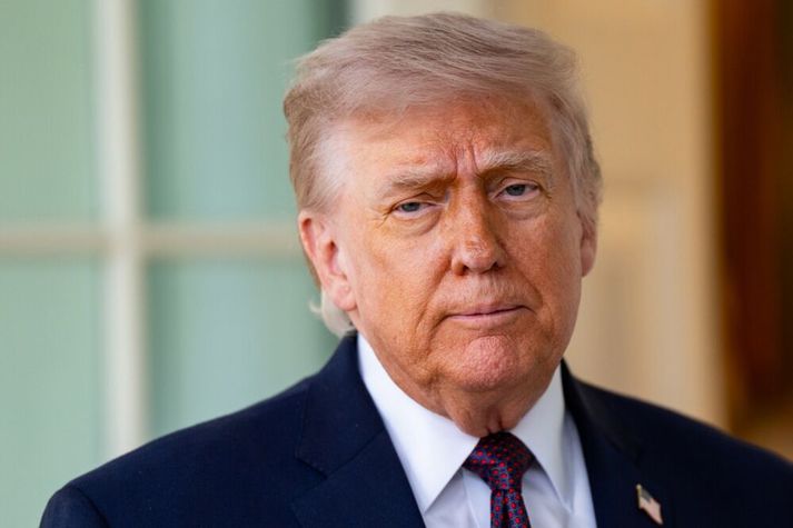 Donald Trump ávarpaði blaðamenn fyrr í dag.