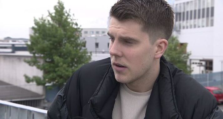 Brynjar Ásgeir ræddi við Gaupa á Suðurlandsbrautinni í dag. Vonandi tók hann ekki stigann.