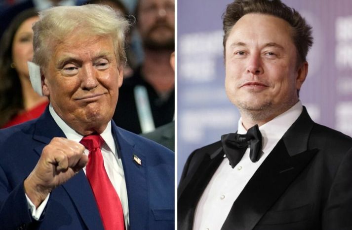 Trump mætti vígreifur á landsþing Repúblikana sem hófst í gær. Auður Musk er metinn á 252 milljarða dala.