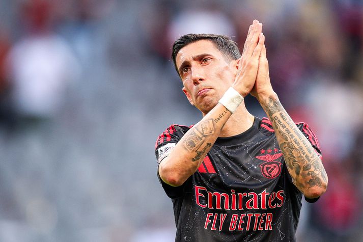 Ángel Di María var svekktur á svip eftir jafntefli í lokaumferð portúgölsku deildarinnar, hans síðasta deildarleik með Benfica. 