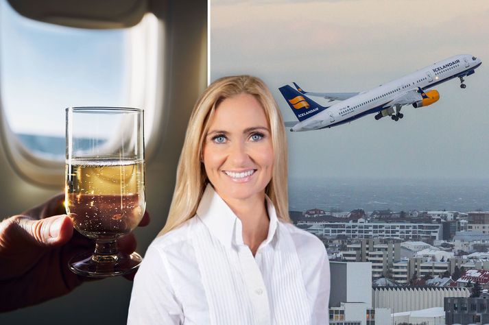 Auður Stefánsdóttir, flugfreyja hjá Icelandair, segir að minna sé um áfengisneyslu í flugi en áður.