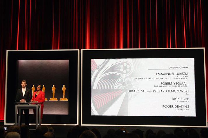Cheryl Boone Isaacs og Chris Pine voru meðal þeirra sem lásu upp tilnefningarnar í gær.