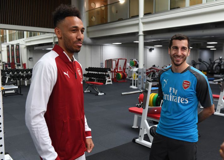 Aubameyang og Mkhitaryan komu báðir til Arsenal í janúar.