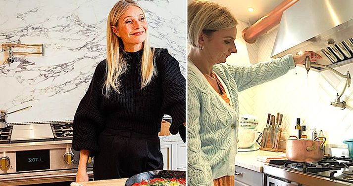 Stórleikkonan Gwyneth Paltrow er til að mynda með kranann skemmtilega heima hjá sér, beint fyrir ofan helluborðið.