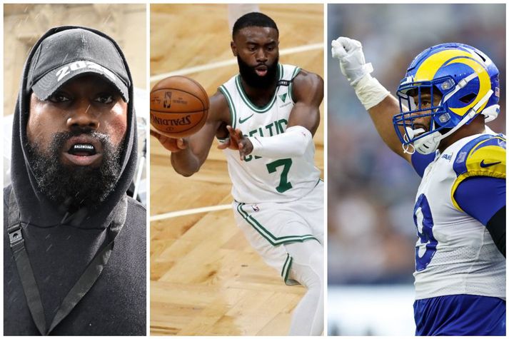 Ye [Kanye West], Jaylen Brown og Aaron Donald.