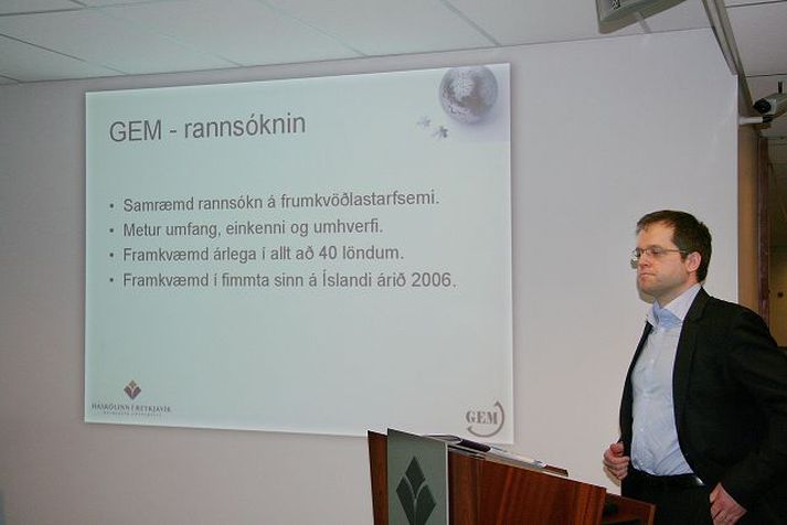 Rögnvaldur J. Sæmundsson forstöðumaður Rannsóknarmiðstöðvar HR í nýsköpunar- og frumkvöðlafræðum.