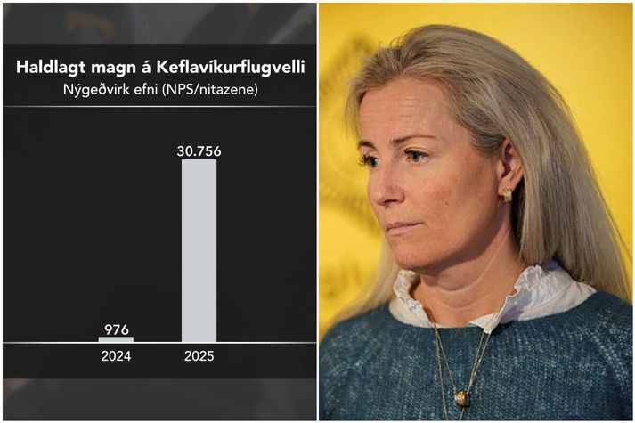 Alda Hrönn Jóhannsdóttir yfirlögfræðingur hjá Lögreglustjóranum á Suðurnesjum segir að aldrei hafi eins mikið magn örvandi fíkniefna verið haldlagt á Keflavíkurflugvelli. Stórhættulegt nýtt efni, Nitzene, hafi haldið innreið sína