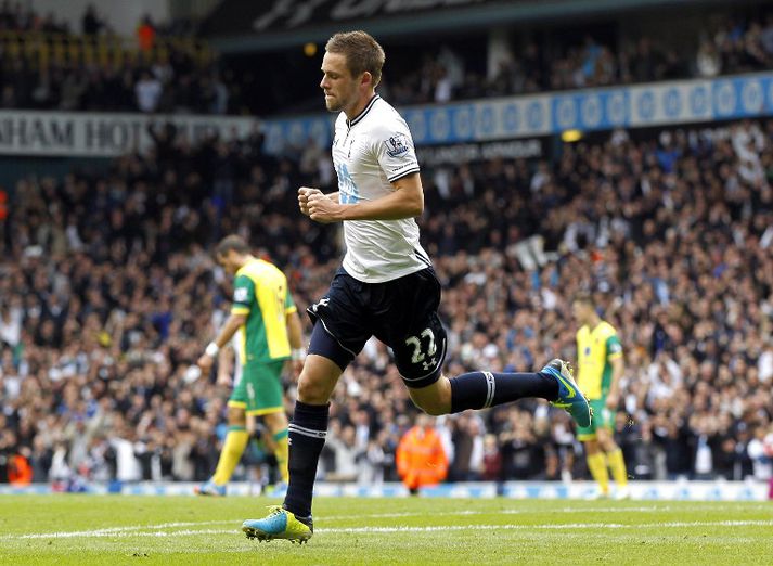 Gylfi skoraði tvö mörk í 2-0 sigri á Norwich fyrir tíu dögum.