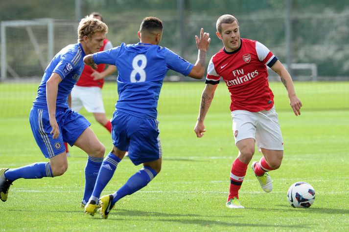 Wilshere í æfingaleiknum í gær.