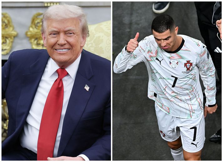 Cristiano Ronaldo var meðal gesta Donalds Trump Bandaríkjaforseta í Hvíta húsinu í gær.