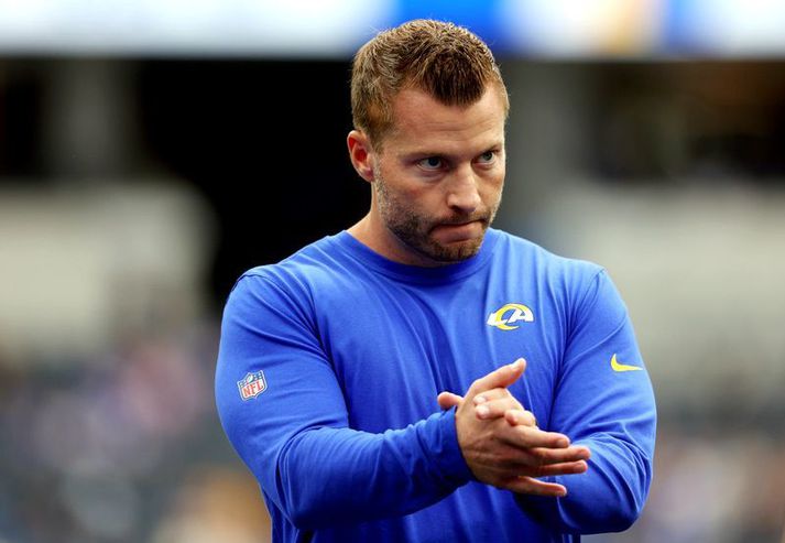 Sean McVay, þjálfari Los Angeles Rams, fékk heldur betur að kenna á því í gær.