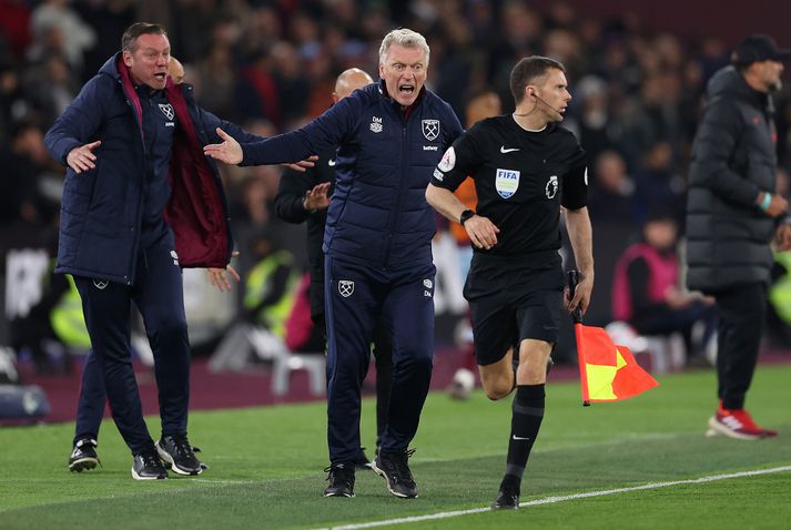 David Moyes var ekki sáttur með dómgæsluna gegn Liverpool.