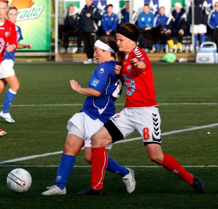 Katrín Jónsdóttir og félagar í Val unnu stórsigur í dag.