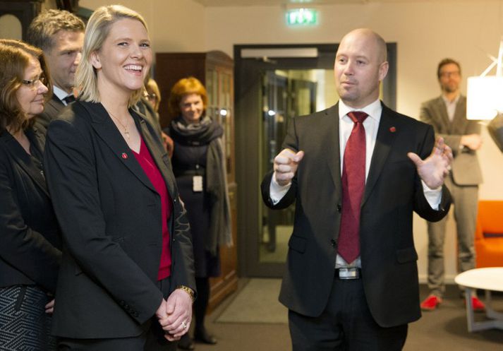 Sylvi Listhaug, ráðherra innflytjendamála, og dómsmálaráðherrann Anders Anundsen.