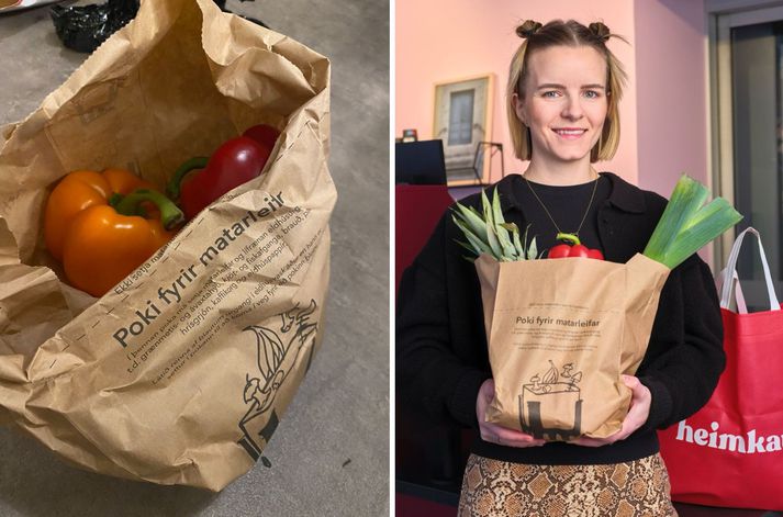 Myndin til vinstri er frá áhyggjufullum neytanda en sú hægra megin er hluti af fréttatilkynningu Heimkaupa, sem átti fyrir tilviljun að fara út í dag. Á henni má sjá Katrínu, framkvæmdastjóra markaðsmála.