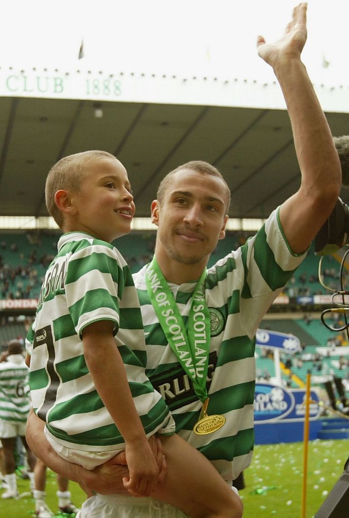 Larsson feðgarnir á góðri stund í Glasgow