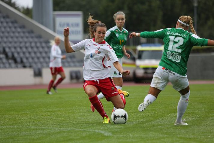 Katrín Ásbjörnsdóttir hefur farið vel af stað í atvinnumennskunni í Noregi. Hér er hún með Þór/KA í bikarúrslitaleiknum gegn Breiðabliki sumarið 2013.