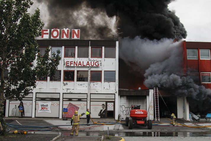 Frá vettvangi brunans síðastliðinn sunnudag.