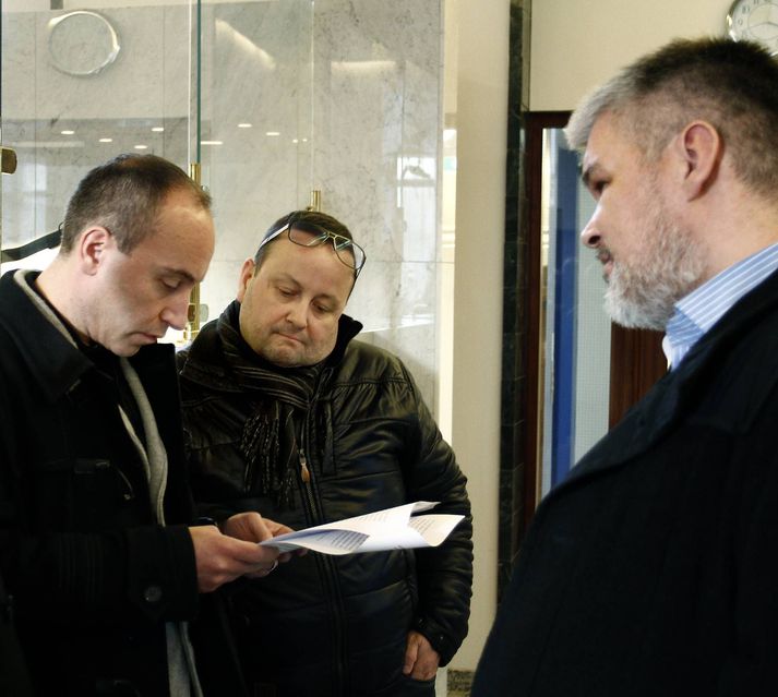 Einar Páll Tamimi (t.v.) ásamt Gunnari V. Engilbertssyni í Héraðsdómi Reykjavíkur.